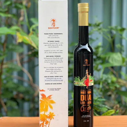 Nước Uống Lên Men Mật Hoa Dừa Sokfarm 375ml - Thức Uống Tự Nhiên Hữu Cơ, Độ Cồn Thấp, Vị Ngọt Thanh, Không Chất Bảo Quản
