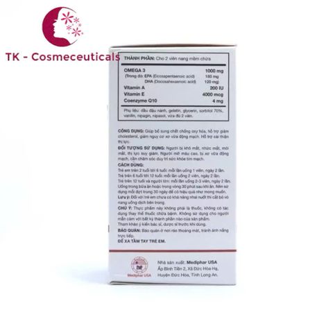 Viên Uống Dầu Cá Omega 3 Fish Oil Mediphar USA - Hỗ Trợ Sáng Mắt, Khỏe Tim Mạch - Hộp 120 Viên Nang Mềm