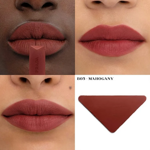 Son Prada Monochrome Hyper Matte B03 Mahogany - Son Môi Cao Cấp Màu Đỏ Nâu Đất Chính Hãng, Chất Son Mịn Mượt, Thiết Kế Sang Trọng