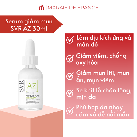 Tinh Chất Giảm Mụn SVR Sebiaclear Flash 30ml - Hỗ Trợ Làm Dịu Da, Mờ Thâm Với 15% Azelaic Acid và Salicylic Acid Cho Da Nhạy Cảm