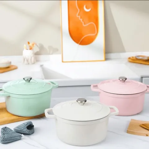 Nồi gang tròn Ciwete 24/27cm - Chất liệu gang đúc men chống dính bền bỉ - Phù hợp cho bếp từ và lò nướng