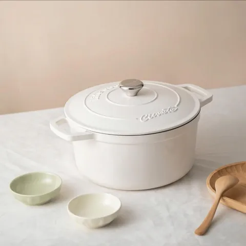 Nồi gang tròn Ciwete 24/27cm - Chất liệu gang đúc men chống dính bền bỉ - Phù hợp cho bếp từ và lò nướng