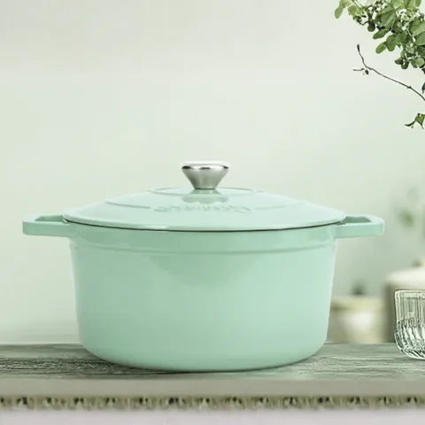 Nồi gang tròn Ciwete 24/27cm - Chất liệu gang đúc men chống dính bền bỉ - Phù hợp cho bếp từ và lò nướng