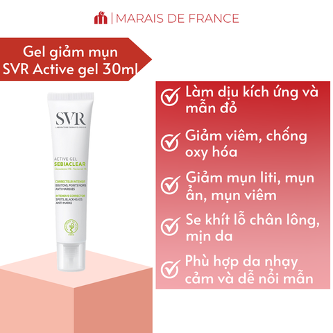 Kem Dưỡng SVR Sebiaclear Active Gel 40ml - Hỗ Trợ Giảm Mụn, Mờ Thâm, Kiểm Soát Dầu Nhờn với 14% Gluconolactone và Niacinamide