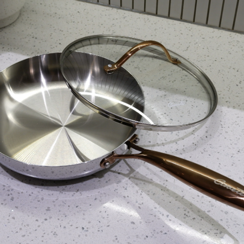 Chảo Inox Sâu Lòng Chống Dính 24cm Ciwete - Chảo Bếp Từ Có Nắp An Toàn, Dễ Lau Chùi, Thích Hợp Mọi Bếp