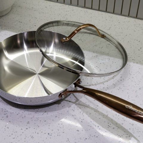 Chảo Inox Sâu Lòng Chống Dính 24cm Ciwete - Chảo Bếp Từ Có Nắp An Toàn, Dễ Lau Chùi, Thích Hợp Mọi Bếp