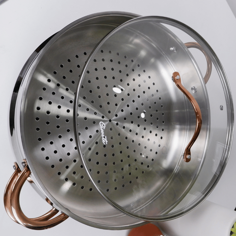 Bộ chảo sâu và xửng hấp Ciwete 32cm SS0105-3PC - Inox 304, Chống trầy xước, Dùng cho mọi loại bếp, An toàn nhiệt độ cao 420℉
