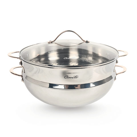 Bộ chảo sâu và xửng hấp Ciwete 32cm SS0105-3PC - Inox 304, Chống trầy xước, Dùng cho mọi loại bếp, An toàn nhiệt độ cao 420℉