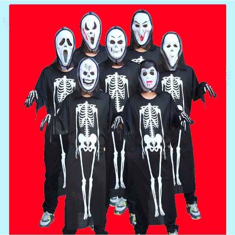 Trang Phục Hóa Trang Halloween Xương Người và Mặt Nạ Đầu Lâu Rùng Rợn Cho Nam Nữ - Bộ Quần Áo Ma Rùng Rợn Thú Vị