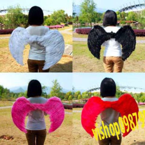 Cánh Thiên Thần Hóa Trang Đen Trắng - Phụ Kiện Halloween Cosplay Dành Cho Trẻ Em và Người Lớn - Cánh Lông Vũ Chất Lượng Cao
