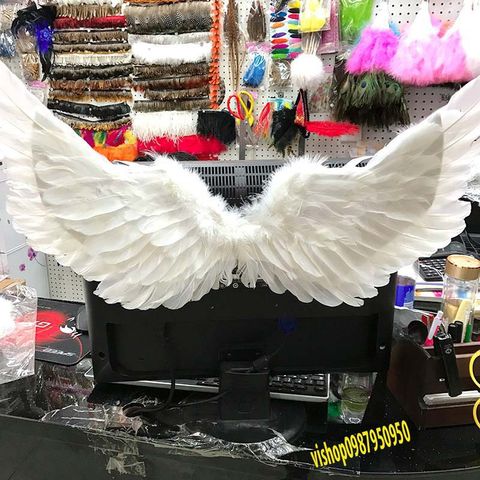 Cánh Thiên Thần Hóa Trang Đen Trắng - Phụ Kiện Halloween Cosplay Dành Cho Trẻ Em và Người Lớn - Cánh Lông Vũ Chất Lượng Cao