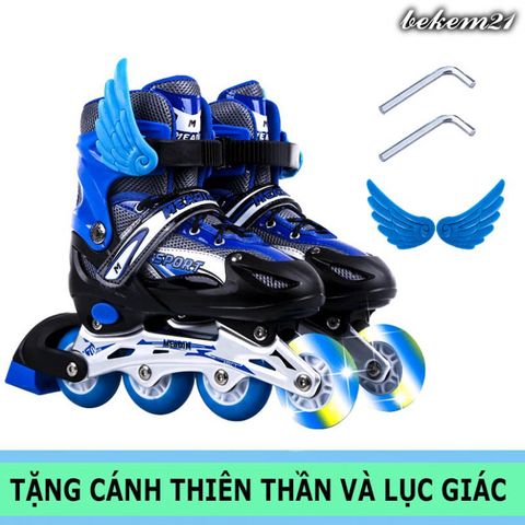 Giày Trượt Patin Phát Sáng Sport Trẻ Em Batin Thế Hệ Mới - 5 Màu, Tặng 2 Thanh Cờ Lê - Đồ Chơi Thể Thao An Toàn cho Bé