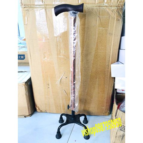 Gậy chống 4 chân điều chỉnh cao cho người già - Gậy hỗ trợ đi lại inox chắc chắn, an toàn cho người phục hồi chức năng