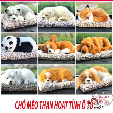 Gấu Bông Hút Mùi Than Hoạt Tính Cún Đôi Xám 28x20cm - Phụ Kiện Trang Trí Ô Tô và Bàn Làm Việc, Khử Mùi Hiệu Quả
