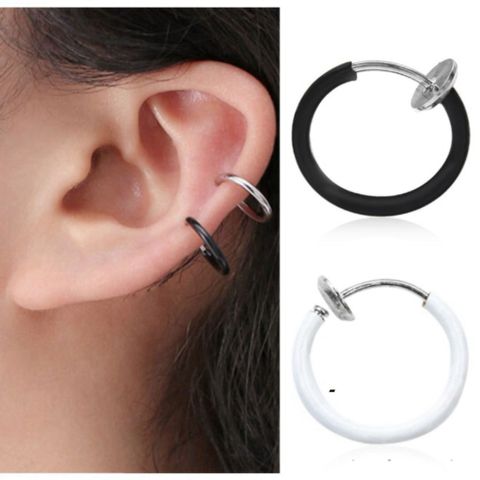 KHuyên Kẹp Tai Môi Mũi Không Cần Xỏ Lỗ - Phụ Kiện Thời Trang Hàn Quốc, Thái Lan, Đen Trắng Bạc, Dễ Dàng Sử Dụng