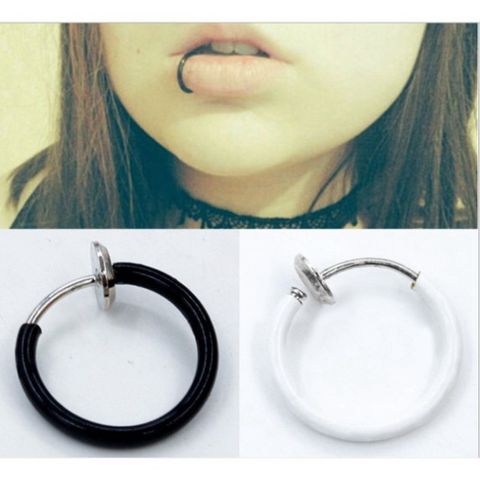 KHuyên Kẹp Tai Môi Mũi Không Cần Xỏ Lỗ - Phụ Kiện Thời Trang Hàn Quốc, Thái Lan, Đen Trắng Bạc, Dễ Dàng Sử Dụng