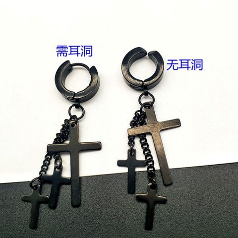 Khuyên tai BTS Dây Xích Treo 3 Thánh Giá - Khuyên Xỏ Lỗ Cho Nữ và Nam Chất Liệu Titan Không Gỉ