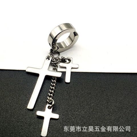 Khuyên tai BTS Dây Xích Treo 3 Thánh Giá - Khuyên Xỏ Lỗ Cho Nữ và Nam Chất Liệu Titan Không Gỉ
