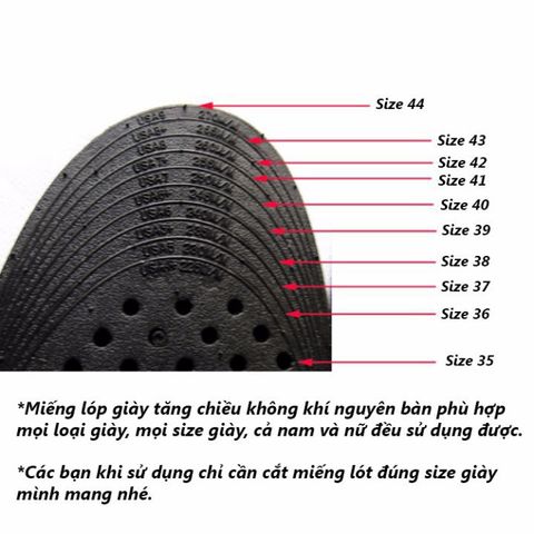 Miếng Lót Giày Độn Đế Tăng Chiều Cao Cho Nam Nữ - Đệm Khí Êm Ái 3-7cm, Chất Liệu Cao Su Chống Hôi Chân