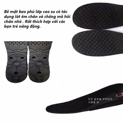 Miếng Lót Giày Độn Đế Tăng Chiều Cao Cho Nam Nữ - Đệm Khí Êm Ái 3-7cm, Chất Liệu Cao Su Chống Hôi Chân