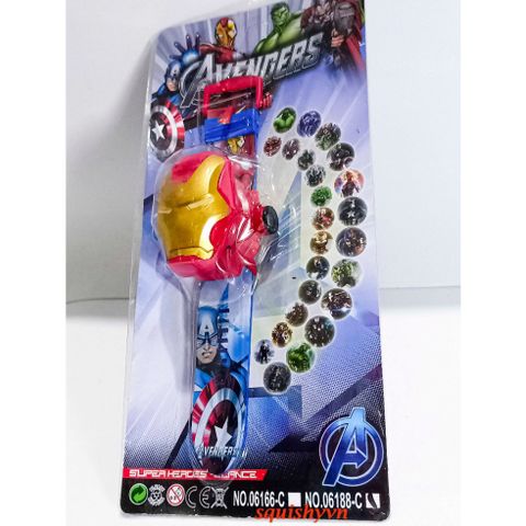 Đồng hồ điện tử có đèn chiếu hình Siêu Anh Hùng Marvel Spider Man Iron Man cho bé - Quà tặng thú vị và an toàn cho trẻ em