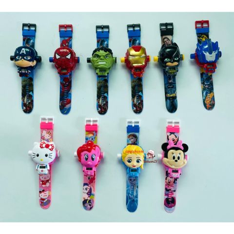 Đồng hồ điện tử có đèn chiếu hình Siêu Anh Hùng Marvel Spider Man Iron Man cho bé - Quà tặng thú vị và an toàn cho trẻ em
