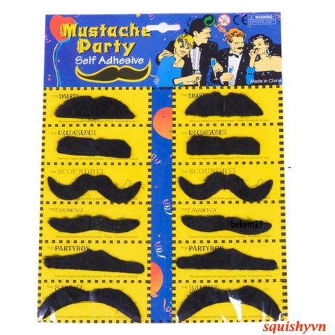 Bộ 12 Miếng Dán Râu Giả Phong Cách Độc Đáo Cho Nam Nữ - Thời Trang Dự Tiệc, Chất Lừ, Dễ Sử Dụng