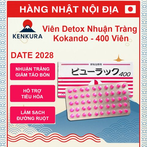 Viên Uống Detox Nhuận Tràng Nhật Bản KOKANDO - 400 Viên Hỗ Trợ Tiêu Hóa và Giảm Đầy Hơi, Thoải Mái Hàng Ngày