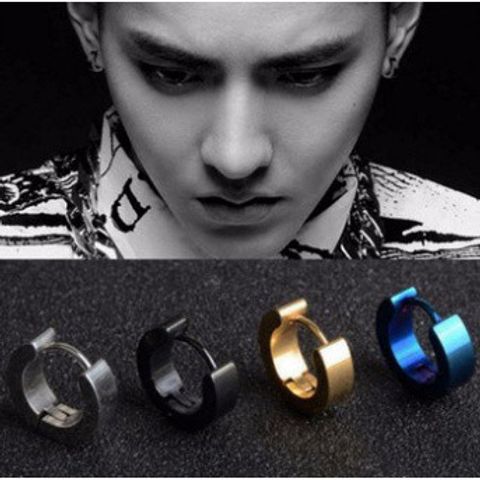 Khuyên Tai Tròn Xỏ Titan Không Gỉ 4 Màu - Thiết Kế Nhỏ Gọn, Phong Cách Cá Tính Cho Nam Nữ