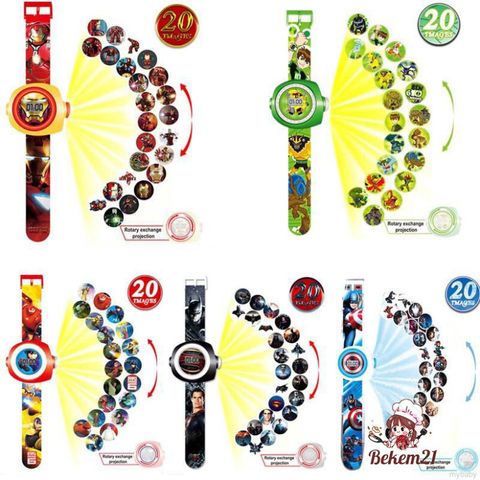 Đồng Hồ Chiếu Kỹ Thuật Số Hoạt Hình Disney Người Nhện và Người Sắt - Quà Tặng Giáng Sinh Cho Trẻ Em, Hình Chiếu Đẹp Mắt