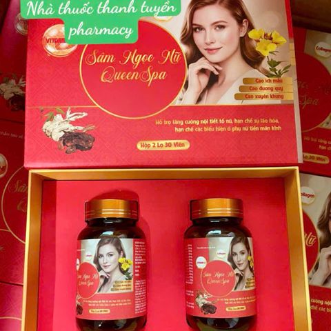 Sâm Ngọc Nữ Queen Spa Hộp 2 Lọ 60 Viên - Hỗ Trợ Đẹp Da, Cân Bằng Nội Tiết (hàng date mới)