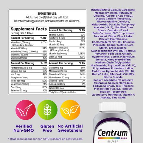 Centrum Silver Women 50+ 200 Viên - Vitamin Tổng Hợp Hỗ Trợ Tim Mạch, Não Bộ, Mắt Và Xương Cho Phụ Nữ Trung Niên