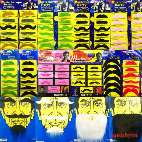 Bộ Râu Giả Halloween Vui Nhộn - Set 12 Râu Chùm Đen Trắng Cho Trẻ Em và Người Lớn, Phụ Kiện Hóa Trang Độc Đáo