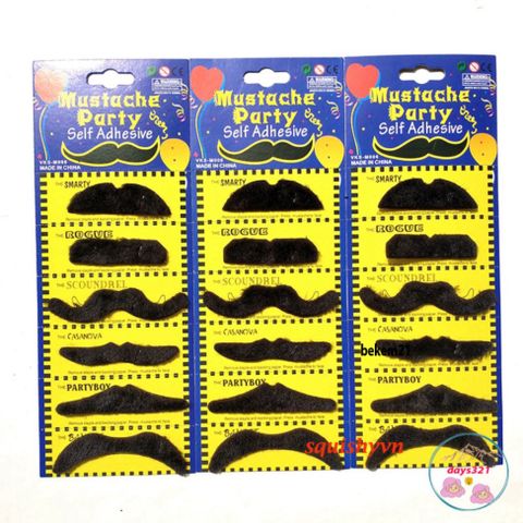 Bộ Râu Giả Halloween Vui Nhộn - Set 12 Râu Chùm Đen Trắng Cho Trẻ Em và Người Lớn, Phụ Kiện Hóa Trang Độc Đáo