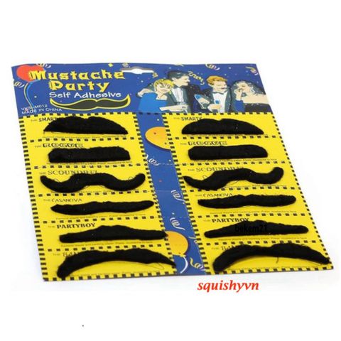 Bộ Râu Giả Halloween Vui Nhộn - Set 12 Râu Chùm Đen Trắng Cho Trẻ Em và Người Lớn, Phụ Kiện Hóa Trang Độc Đáo