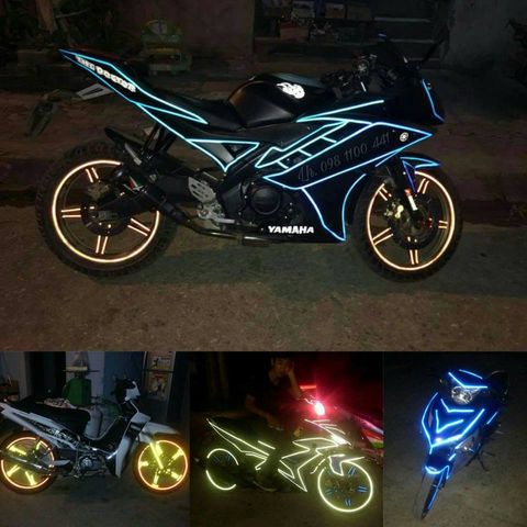Tem Dán Vành Phản Quang Xe Máy Decal Trang Trí - Bộ 8 Chỉ Đủ Cho 1 Vành, Nhiều Màu Sắc Bắt Mắt, Phụ Kiện Xe Đẹp Mắt