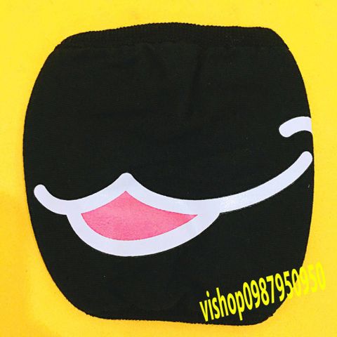 Khẩu Trang Vải Cotton Đen Hàn Quốc In Hình Môi Hồng Chống Bụi Thoáng Khí - Độc Đáo, Thời Trang Unisex, Dùng Trong Và Ngoài Trời
