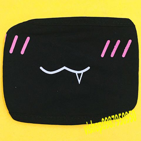 Khẩu Trang Vải Cotton Đen Hàn Quốc In Hình Môi Hồng Chống Bụi Thoáng Khí - Độc Đáo, Thời Trang Unisex, Dùng Trong Và Ngoài Trời