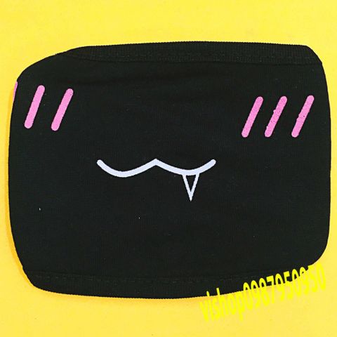 Khẩu Trang Vải Cotton Đen Hàn Quốc In Hình Môi Hồng Chống Bụi Thoáng Khí - Độc Đáo, Thời Trang Unisex, Dùng Trong Và Ngoài Trời