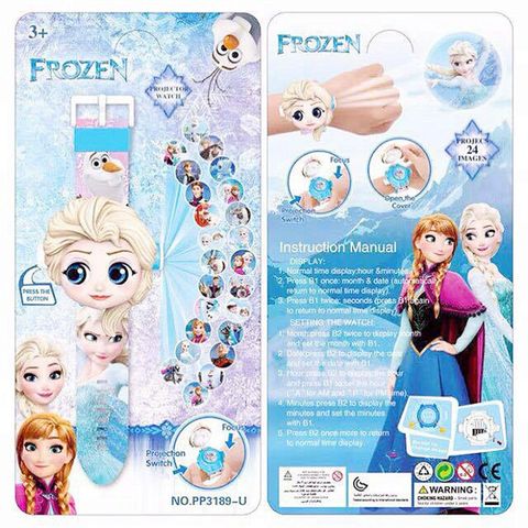Đồng hồ chiếu hình 3D Elsa Frozen - Nữ Hoàng Băng Giá, đồ chơi điện tử an toàn cho bé trai & bé gái, quà tặng thú vị, phát triển trí tuệ.
