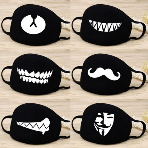 Khẩu Trang Vải Đen In Hình Chính Hãng - Kháng Khuẩn, Thời Trang, Unisex, Chống Nắng, Dành Cho Mọi Lứa Tuổi
