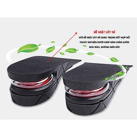 Cặp lót giày tăng chiều cao cao cấp LOTGIAY - Đệm khí, lót nhung thoáng khí, tăng từ 3-9cm, phù hợp mọi size giày nam nữ