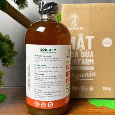 Mật Hoa Dừa Cô Đặc Organic Sokfarm 685g - Giúp Ổn Định Đường Huyết, Thích Hợp Cho Người Tiểu Đường, Vegan, Không Đường, Tự Nhiên 100%