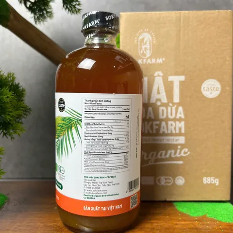 Mật Hoa Dừa Cô Đặc Organic Sokfarm 685g - Giúp Ổn Định Đường Huyết, Thích Hợp Cho Người Tiểu Đường, Vegan, Không Đường, Tự Nhiên 100%