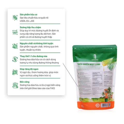Đường Hoa Dừa Hữu Cơ Sokfarm 300g - Thay Thế Đường Tinh Luyện, Duy Trì Năng Lượng Ổn Định, Phù Hợp Cho Người Tiểu Đường, Ăn Kiêng