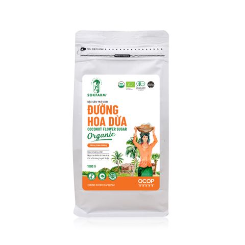 Đường Hoa Dừa Hữu Cơ Sokfarm 1kg - Ngọt Tự Nhiên, Thay Thế Đường Tinh Luyện, Chất Dinh Dưỡng Cao, Dành Cho Người Ăn Kiêng