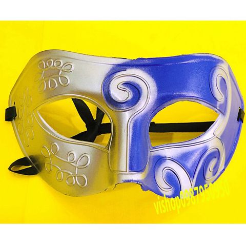 Mặt Nạ Nửa Mặt Bạc Xanh Cổ Điển Dùng Cho Tiệc Halloween - Phụ Kiện Hóa Trang Đẹp Cho Nam Nữ, Có Dây Đeo Thoải Mái