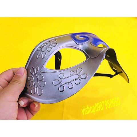 Mặt Nạ Nửa Mặt Bạc Xanh Cổ Điển Dùng Cho Tiệc Halloween - Phụ Kiện Hóa Trang Đẹp Cho Nam Nữ, Có Dây Đeo Thoải Mái