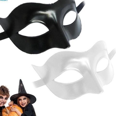 Mặt Nạ Hóa Trang Nửa Mặt Màu Trắng/Đen - Phụ Kiện Halloween Cosplay Cho Nam Nữ - Tiệc Trung Thu, Biểu Diễn