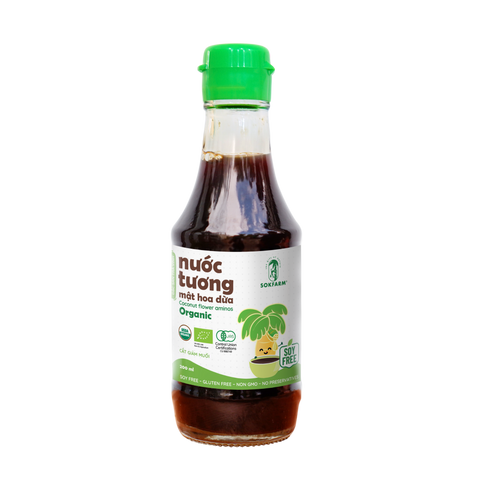 Nước Tương Mật Hoa Dừa Organic Sokfarm 200ml - Hương Vị Tự Nhiên, Giảm Muối Hơn 50%, Không Đậu Nành, Thực Phẩm Hữu Cơ Việt Nam